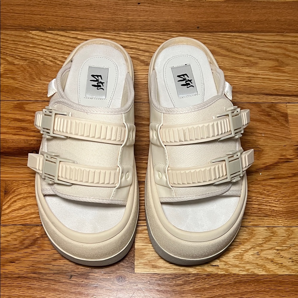 Eytys Beige Slide Sandals with Dual Buckles